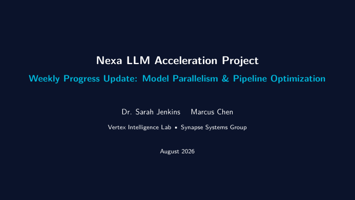 Research Lab Group Meeting Slides LaTeX template — first page preview