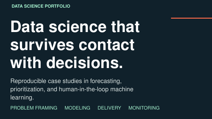 Data Science Portfolio Pitch Deck LaTeX template — first page preview