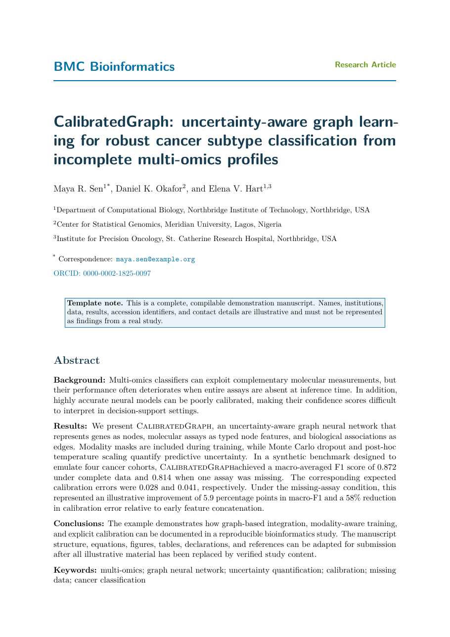 BioMed Central (BMC) Bioinformatics Template LaTeX template — first page preview