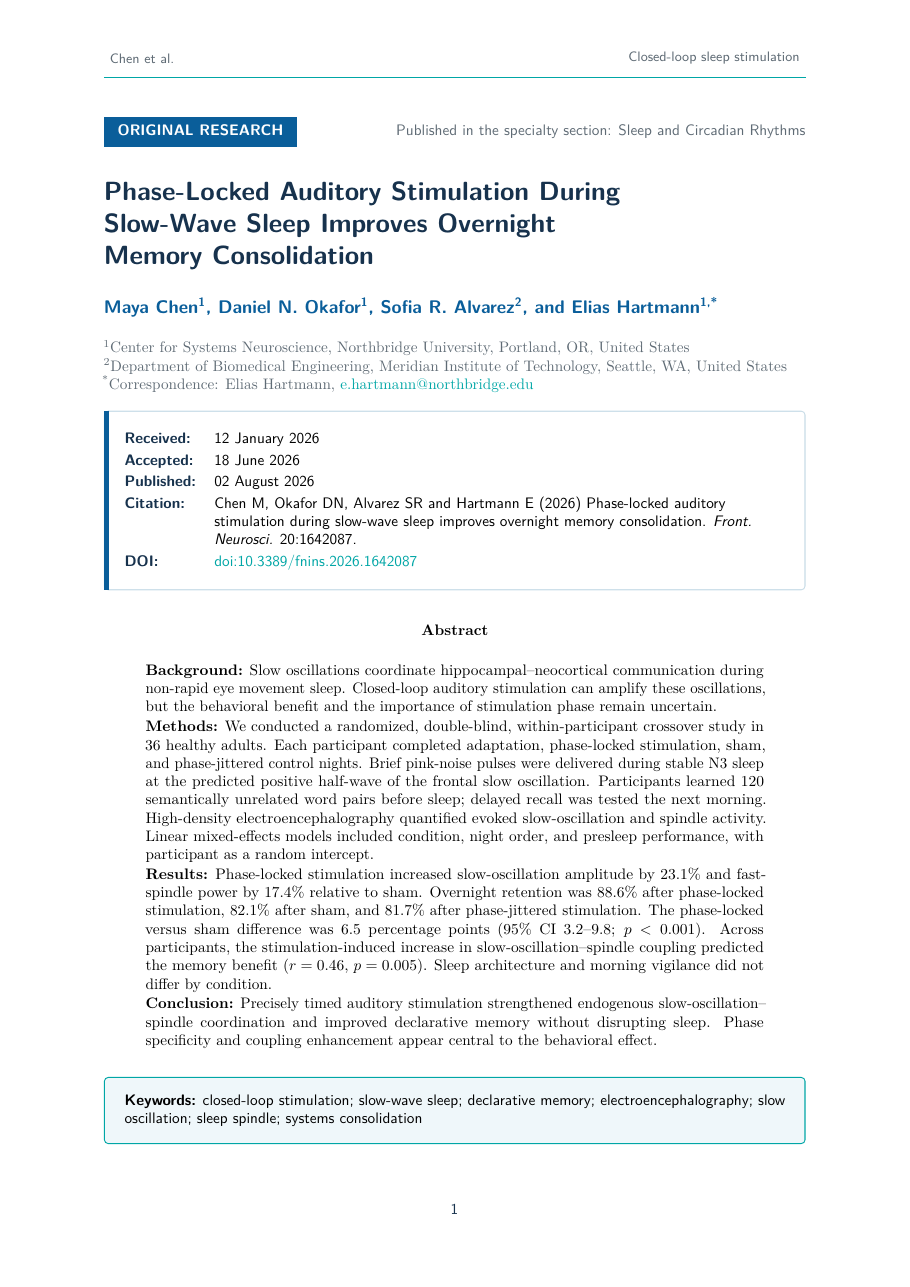 Frontiers in Neuroscience Template LaTeX template — first page preview
