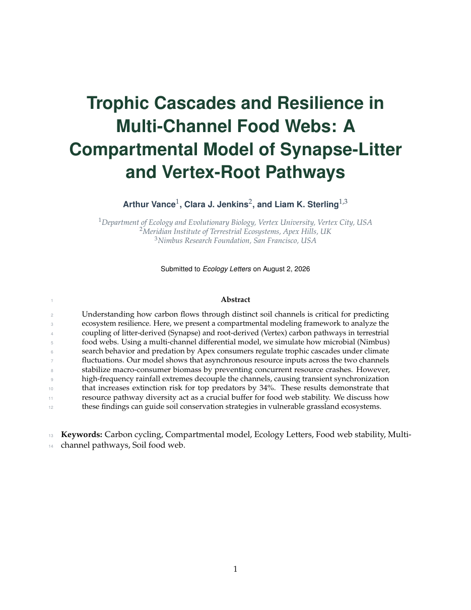 Wiley Ecology Letters Template LaTeX template — first page preview