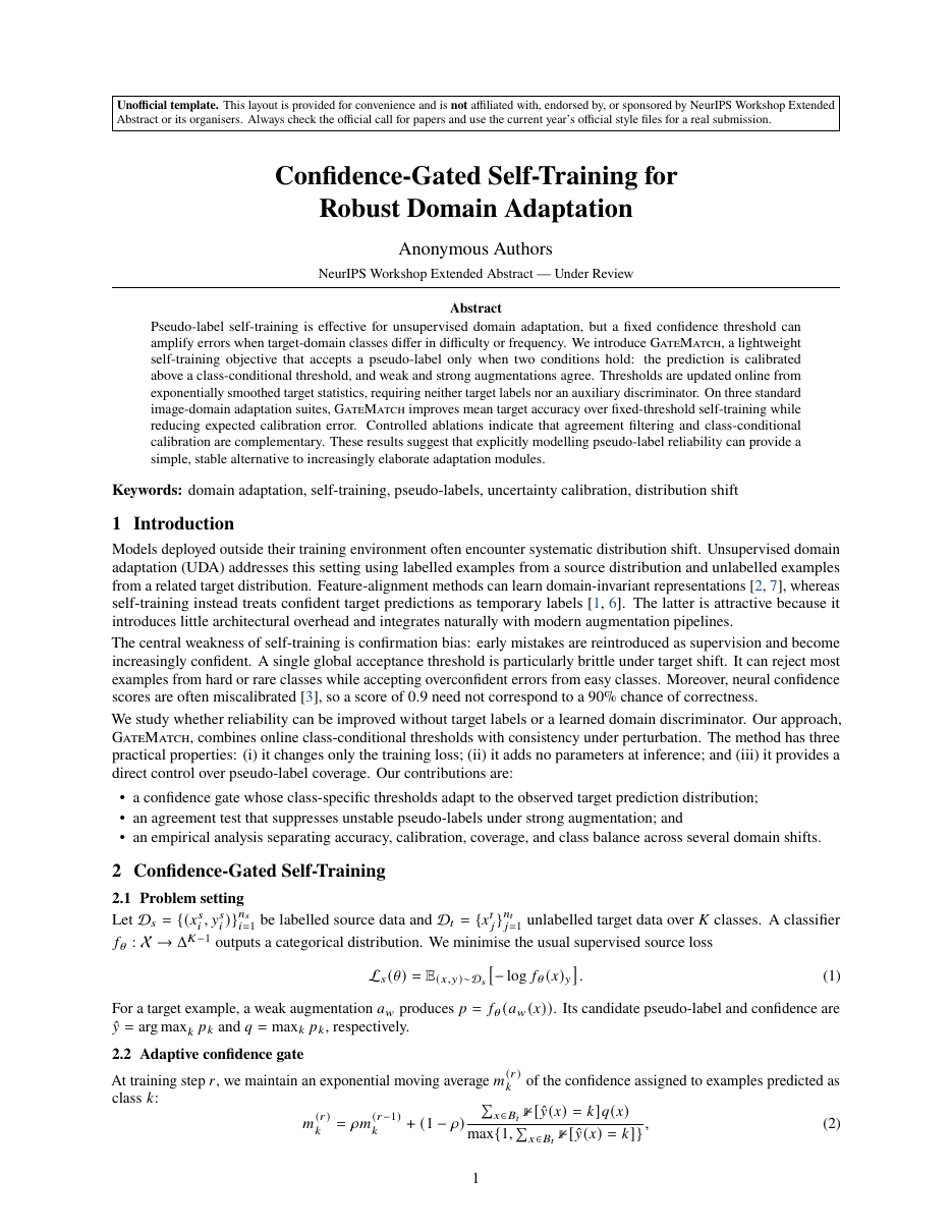 NeurIPS Workshop Extended Abstract LaTeX template — first page preview