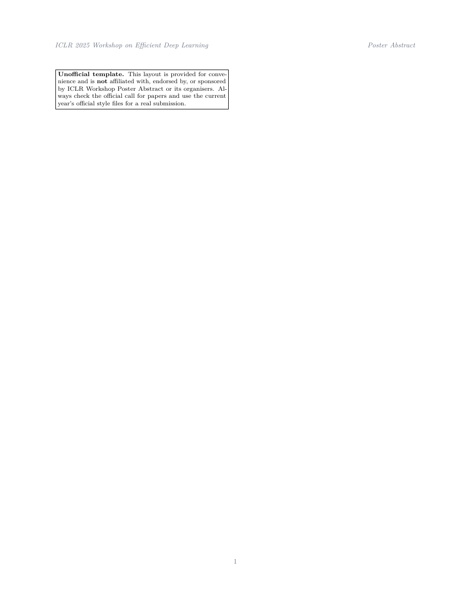 ICLR Workshop Poster Abstract LaTeX template — first page preview
