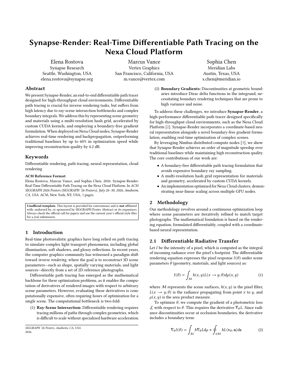 SIGGRAPH Poster Abstract Template LaTeX template — first page preview