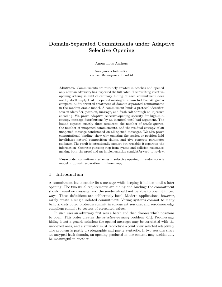TCC (Theory of Cryptography Conference) Paper LaTeX template — first page preview