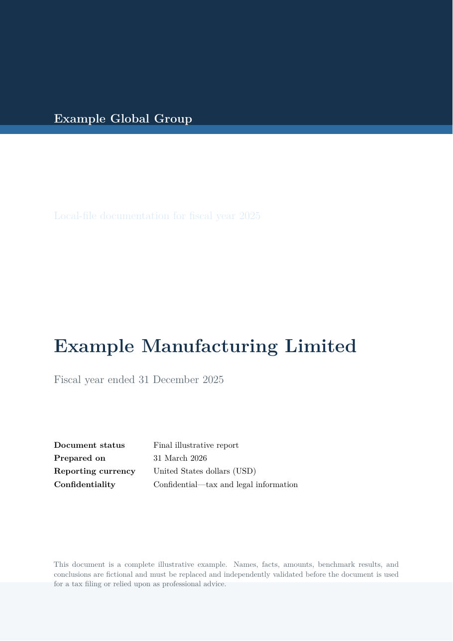 Transfer Pricing Report (OECD Compliant) LaTeX template — first page preview