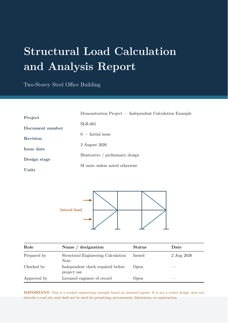 Structural Load Calculation & Analysis Report LaTeX template — first page preview