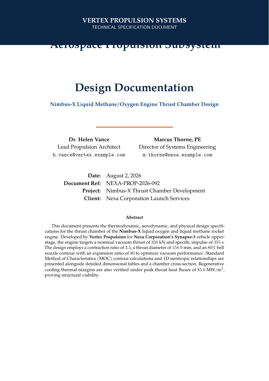 Aerospace Propulsion Subsystem Design Doc LaTeX template — first page preview