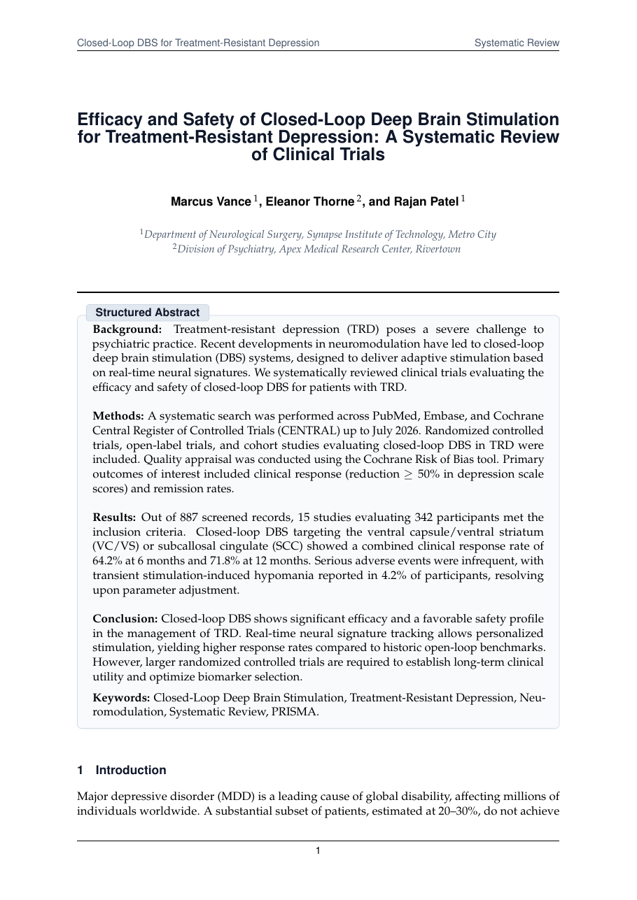 Systematic Review Manuscript LaTeX template — first page preview