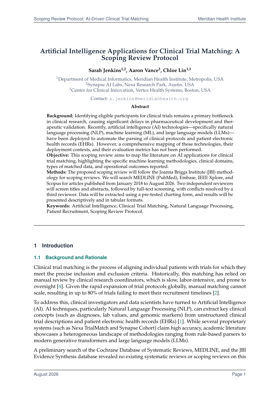 Scoping Review Protocol LaTeX template — first page preview