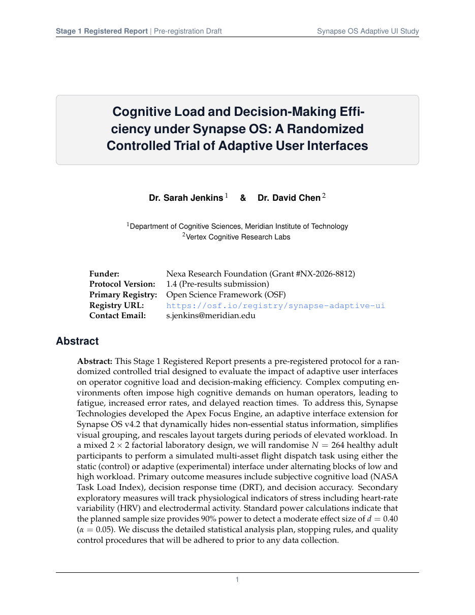 Registered Report (Stage 1) LaTeX template — first page preview