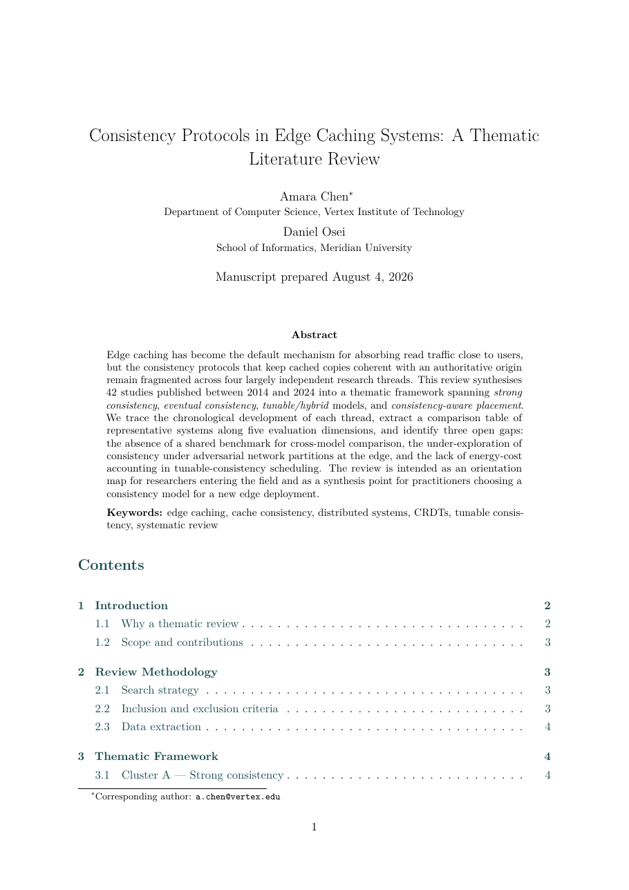 Literature Review Article LaTeX template — first page preview