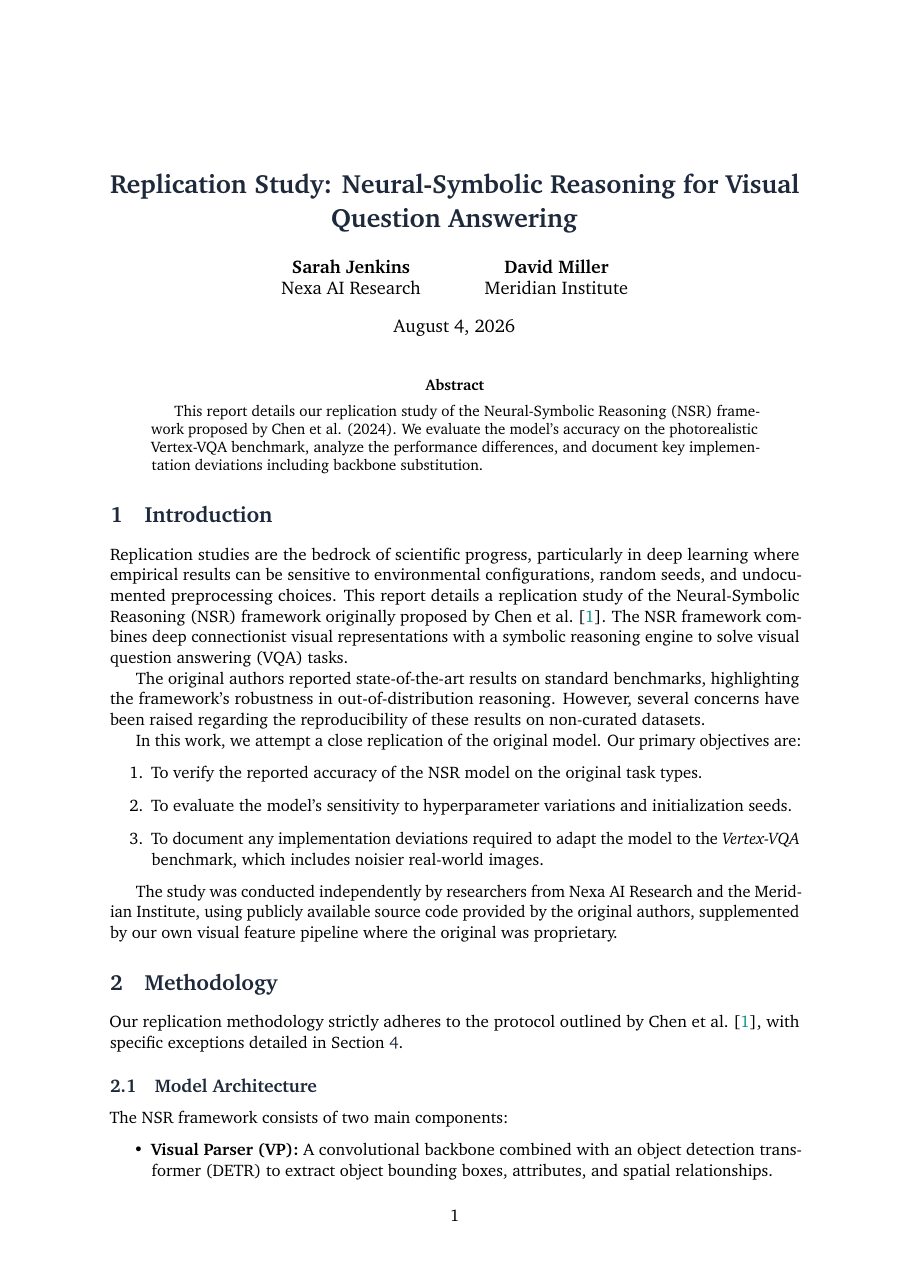 Replication Study Report LaTeX template — first page preview