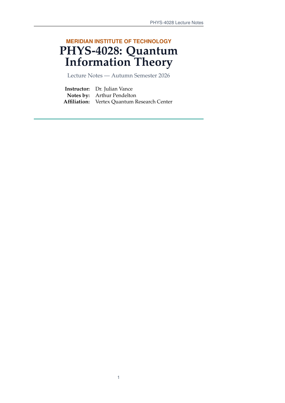 University Lecture Notes LaTeX template — first page preview