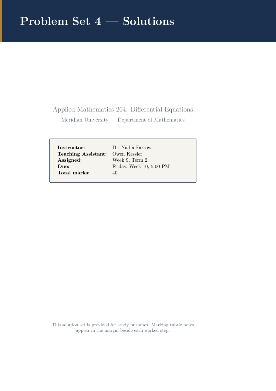 Problem Set Solutions LaTeX template — first page preview