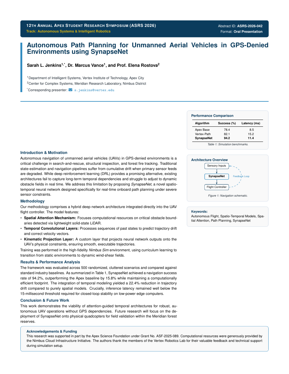 Student Research Symposium Abstract LaTeX template — first page preview