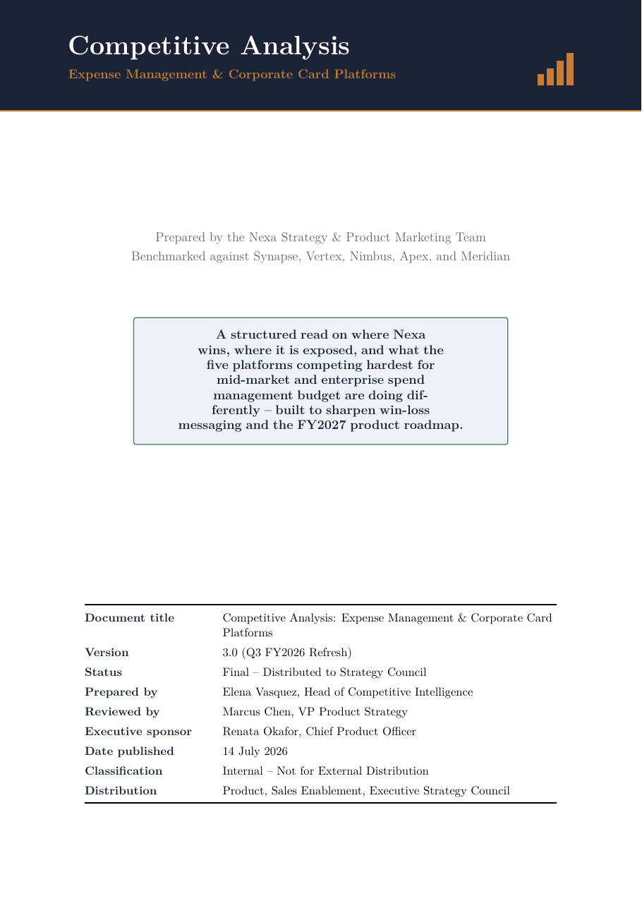 Competitive Analysis Report LaTeX template — first page preview