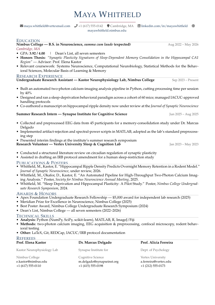 Master's Program Application CV