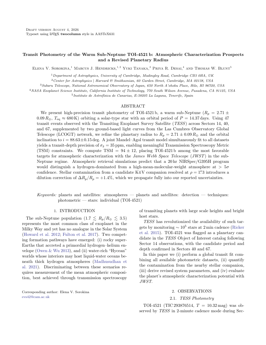 AASTeX Astronomy Paper LaTeX template — first page preview