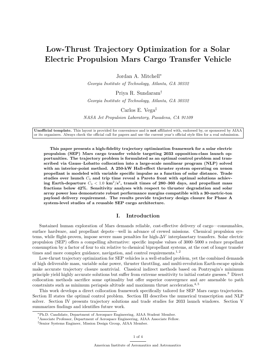 AIAA Conference Paper LaTeX template — first page preview