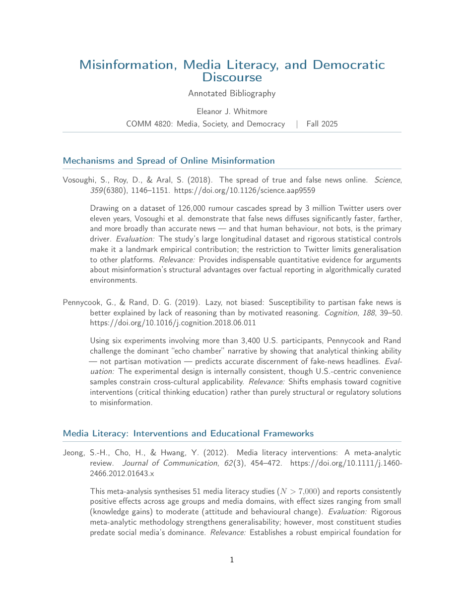 Annotated Bibliography LaTeX template — first page preview