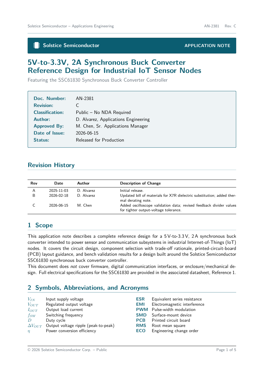 Application Note (Electronics) LaTeX template — first page preview