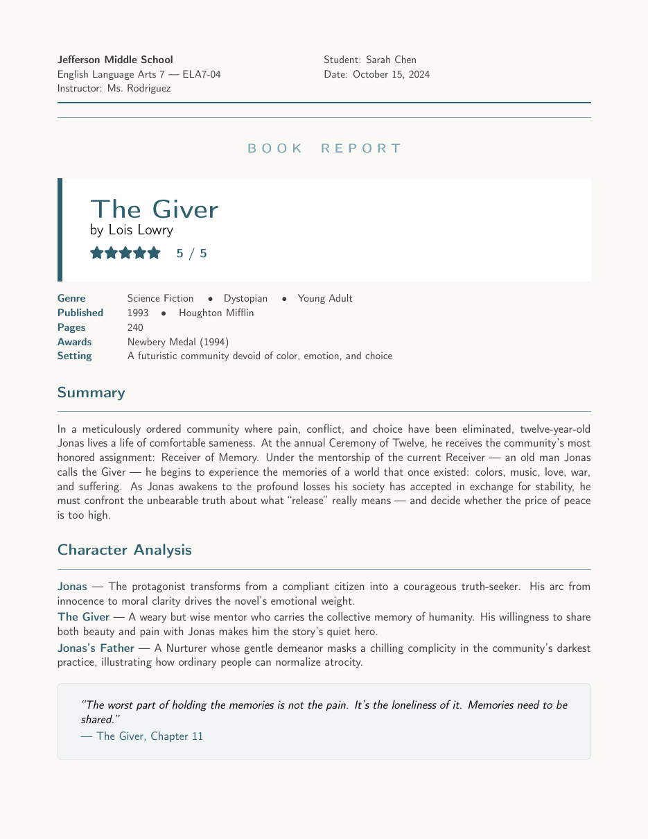 Book Report Template LaTeX template — first page preview