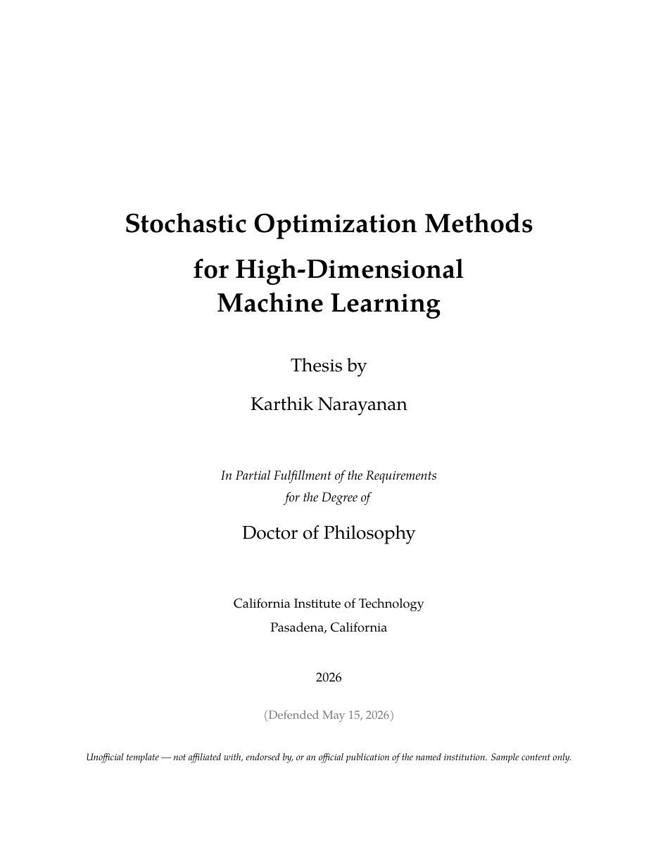 Caltech Thesis LaTeX template — first page preview