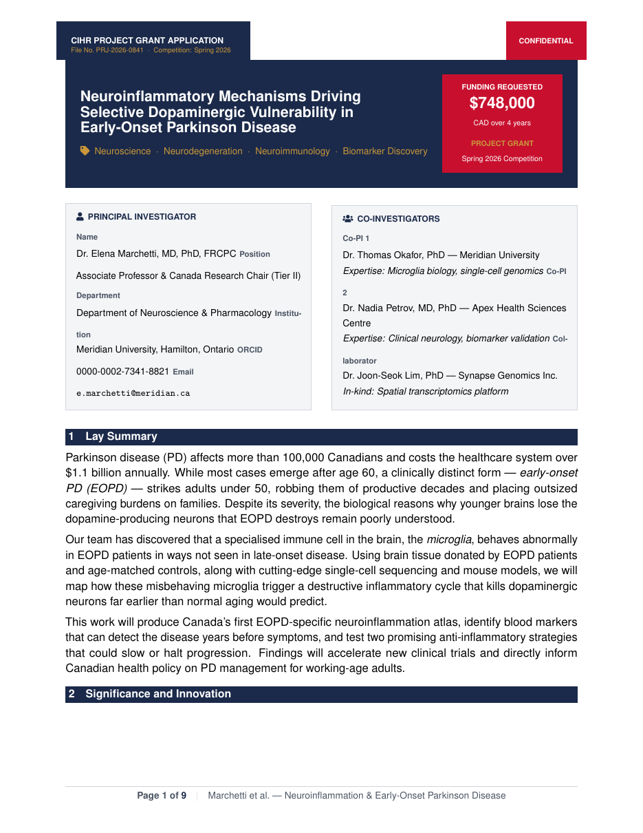 CIHR Grant Proposal preview