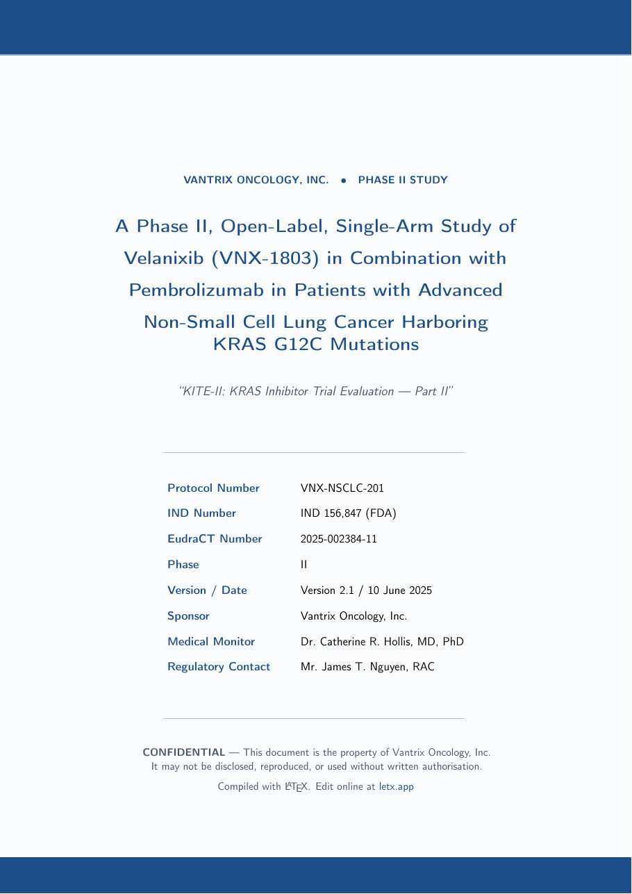Clinical Trial Protocol LaTeX template — first page preview