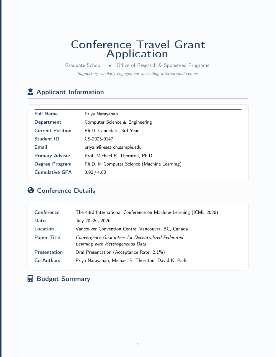Conference Travel Grant preview