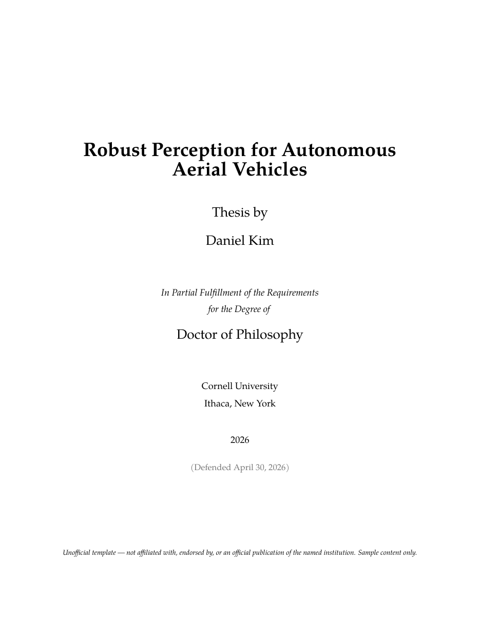 Cornell Thesis LaTeX template — first page preview