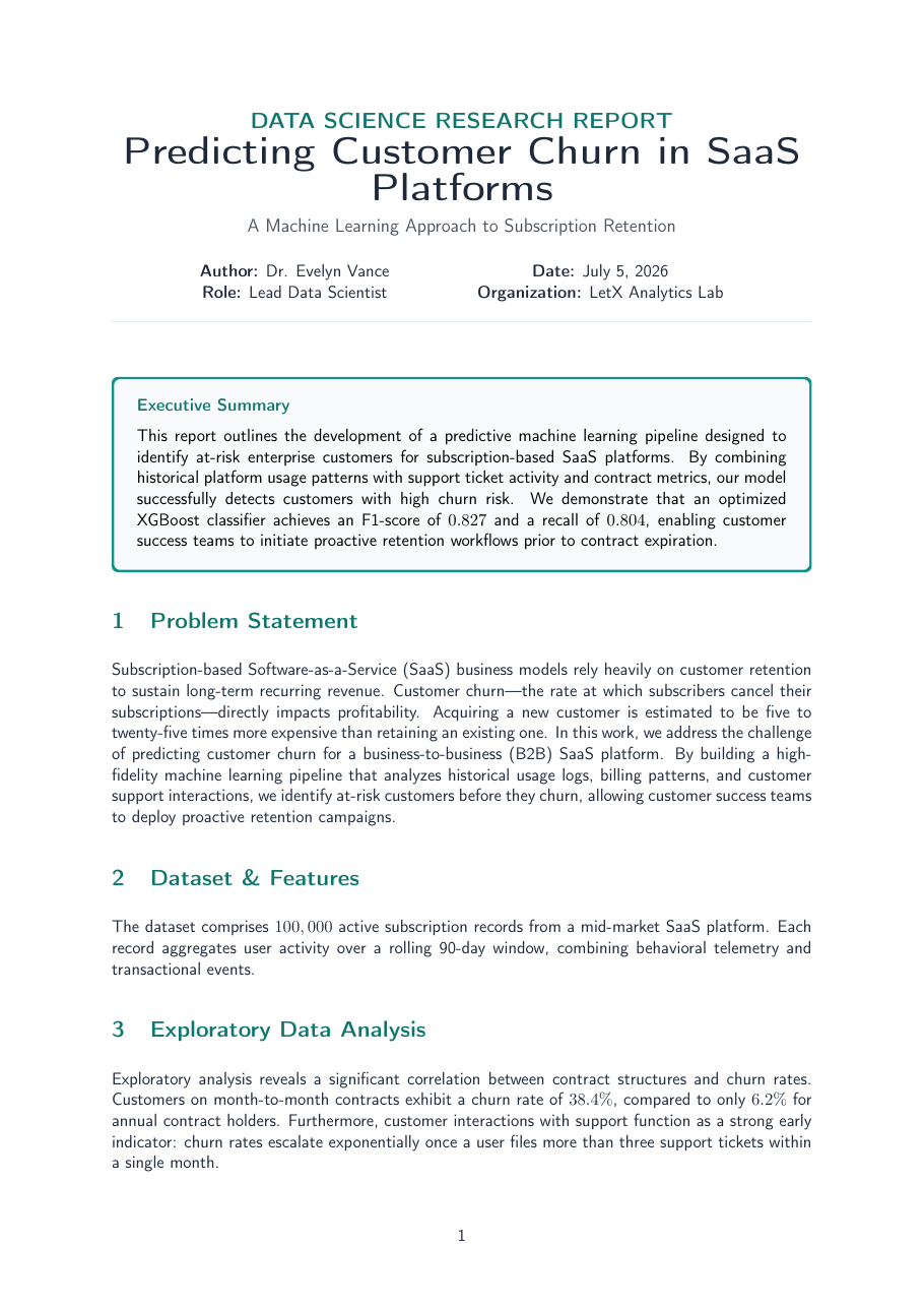 Data Science Report LaTeX template — first page preview
