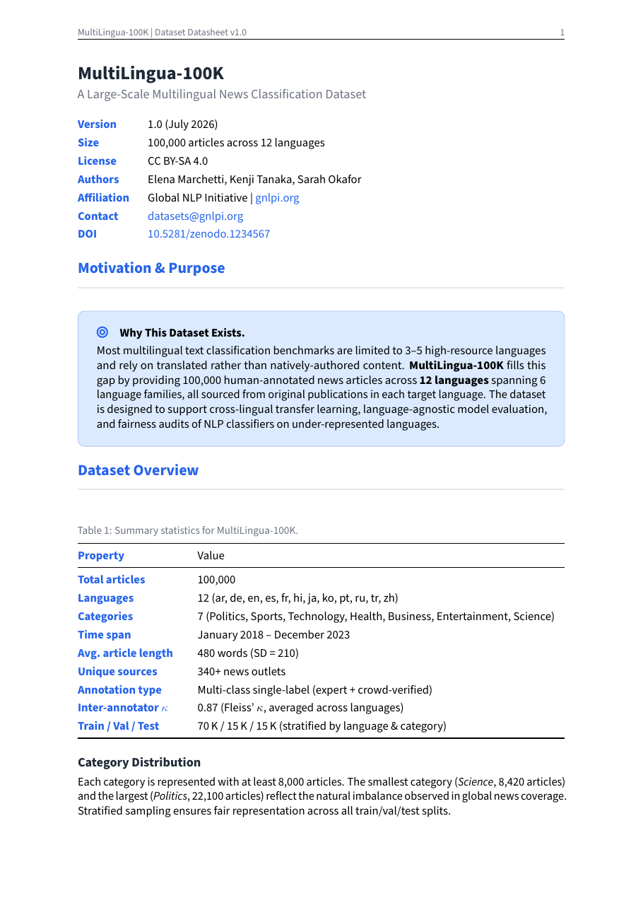 Dataset Datasheet preview