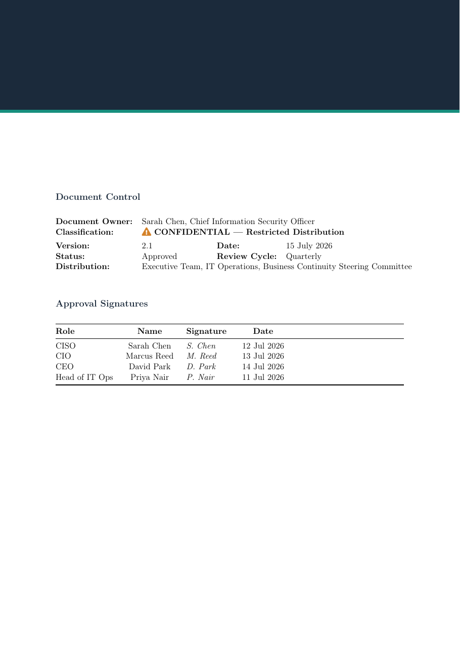 Disaster Recovery Plan preview