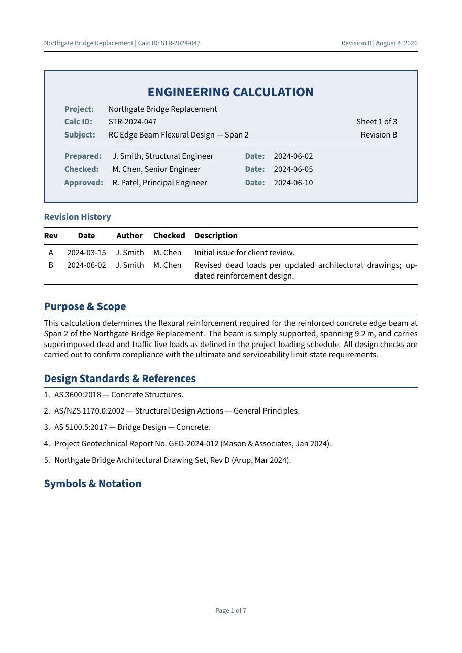 Engineering Calculation Sheet preview