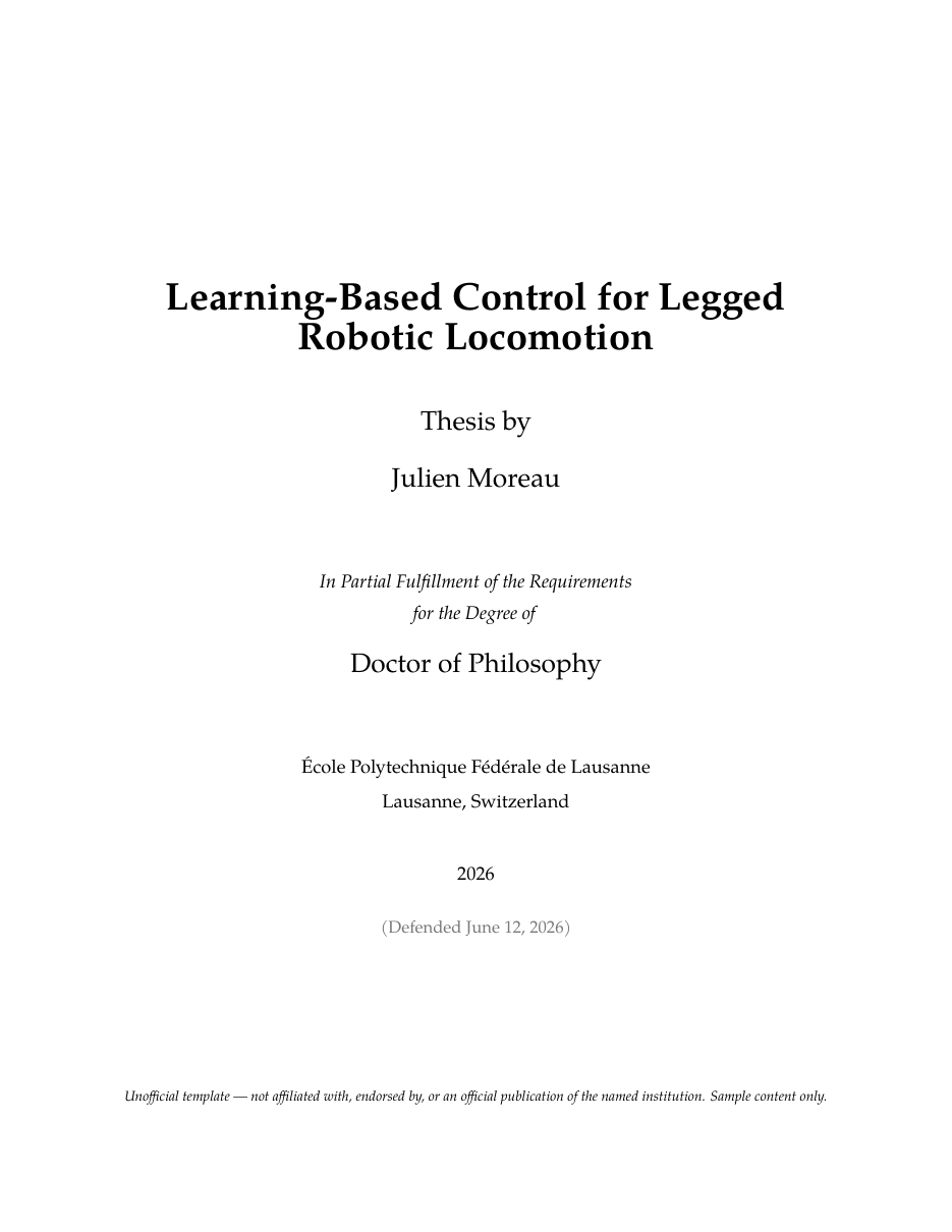 EPFL Thesis LaTeX template — first page preview