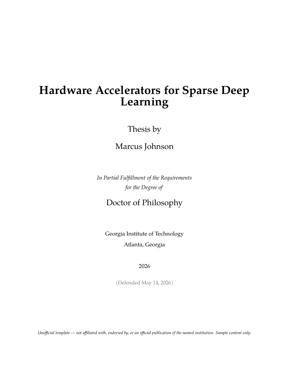 Georgia Tech Thesis LaTeX template — first page preview