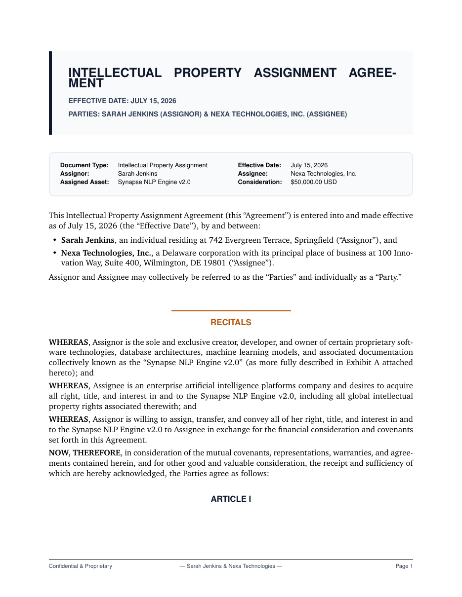 IP Assignment Agreement preview