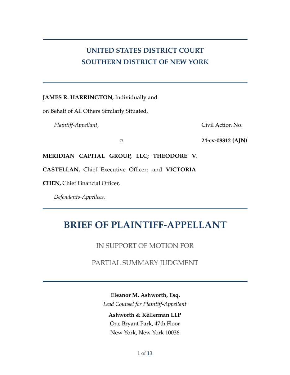 Legal Brief (Litigation) LaTeX template — first page preview