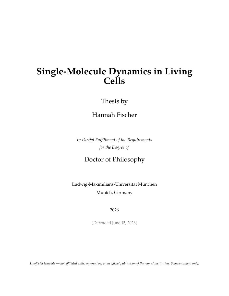 LMU Munich Thesis LaTeX template — first page preview