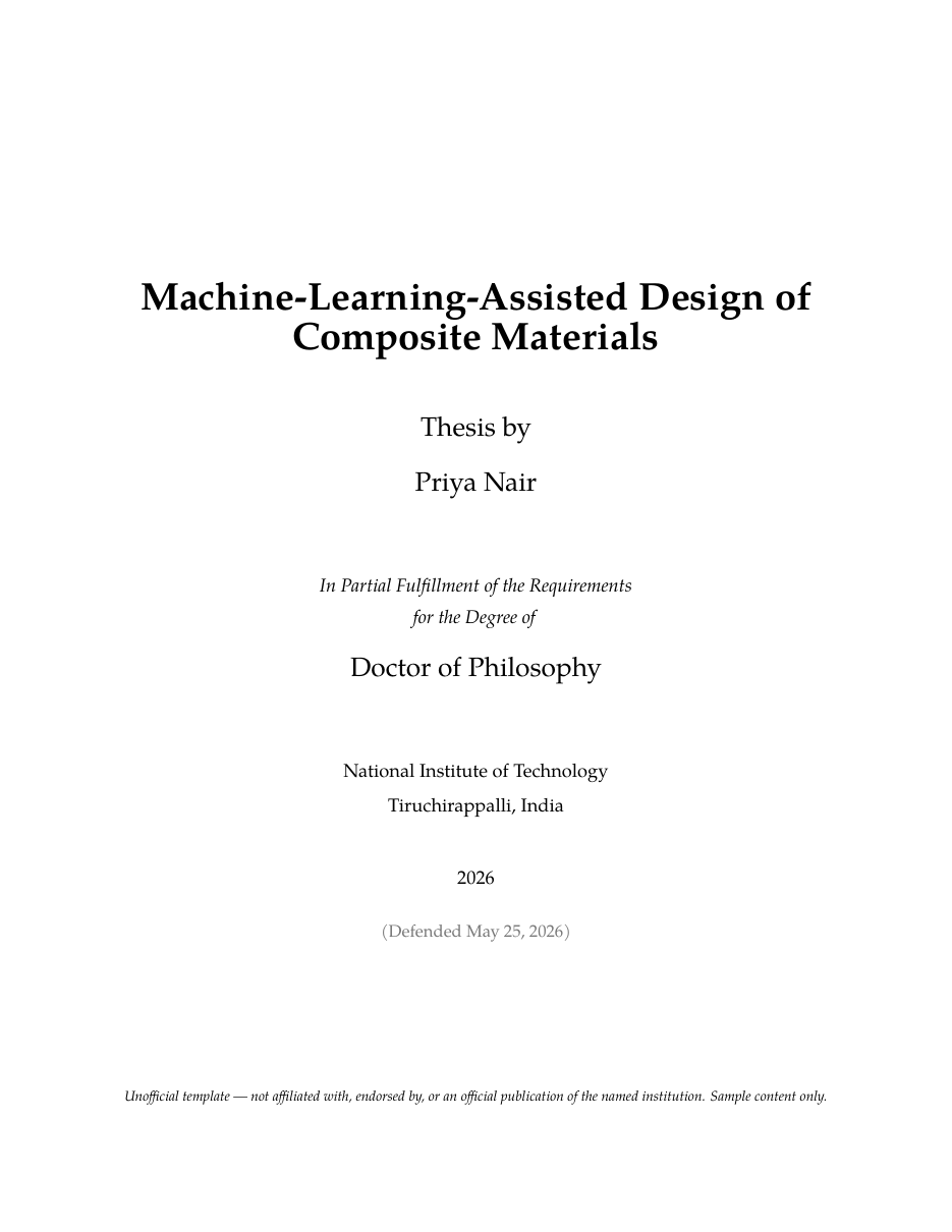 NIT Thesis LaTeX template — first page preview
