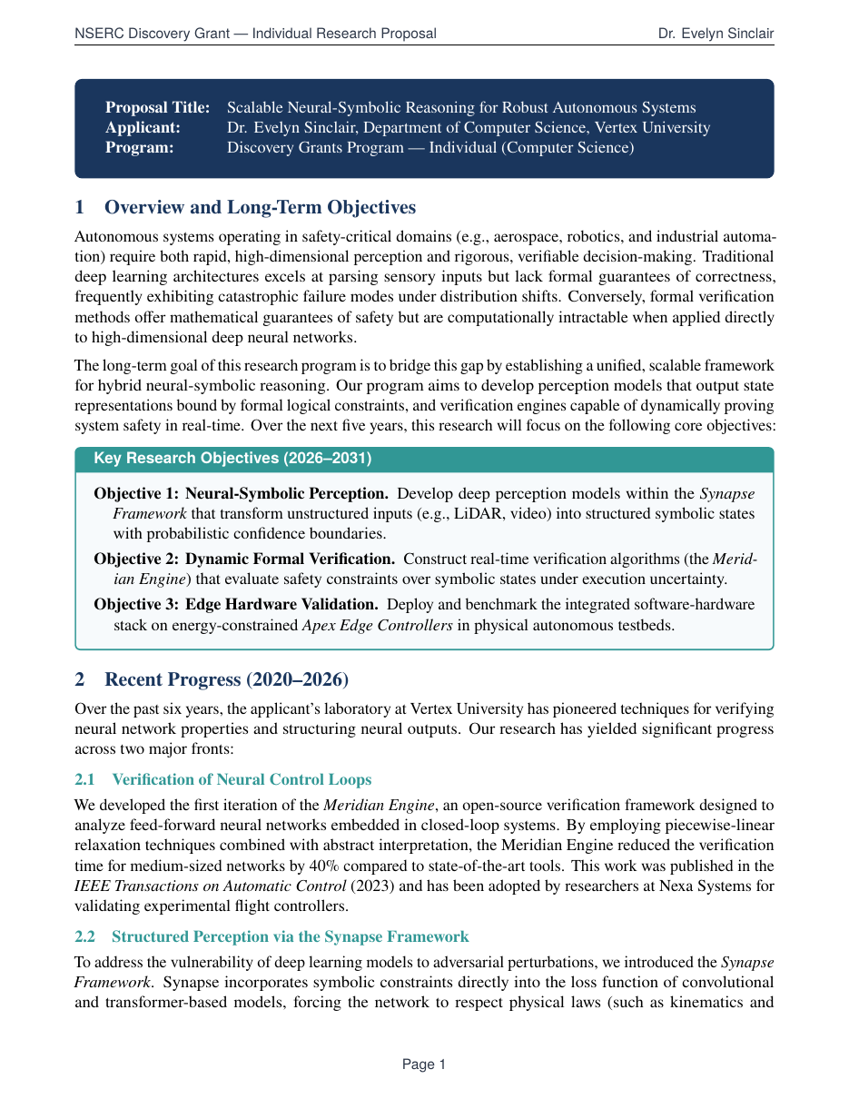 NSERC Grant Proposal preview