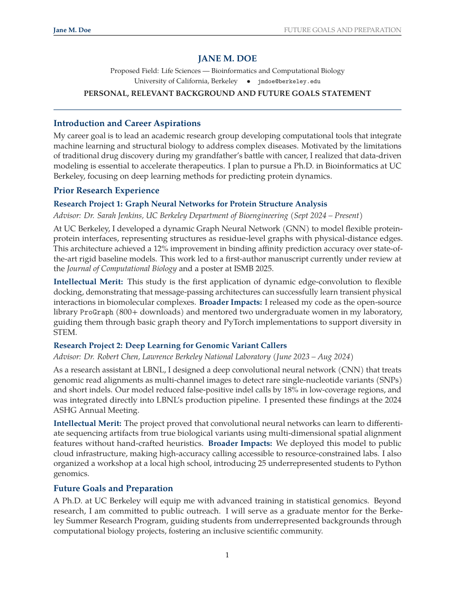 NSF GRFP Fellowship Statements preview