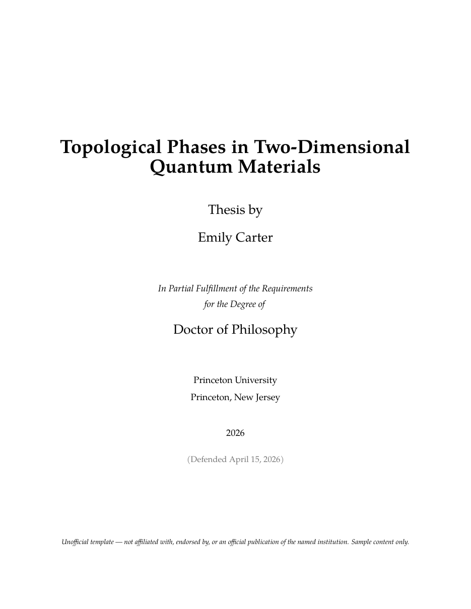 Princeton Thesis LaTeX template — first page preview