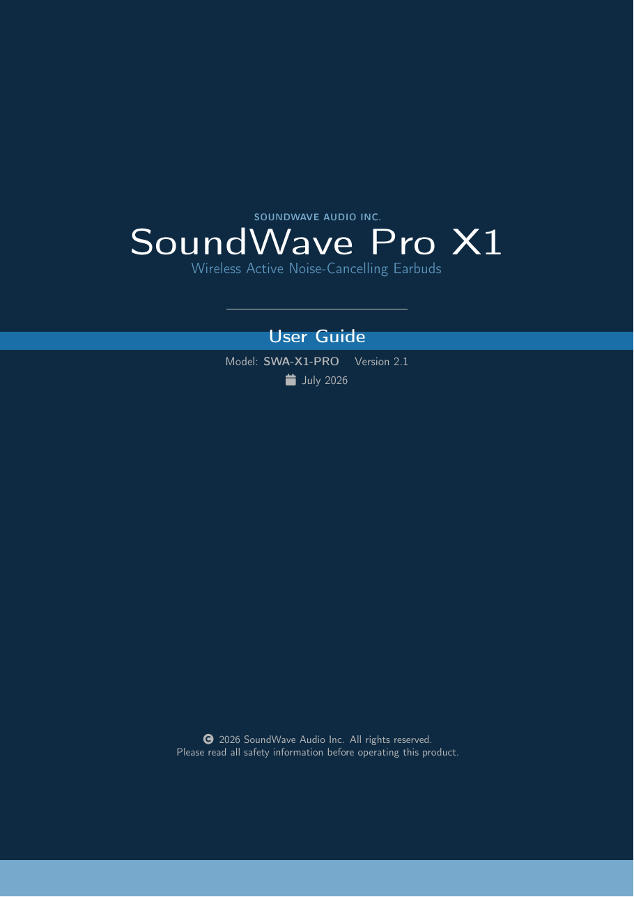 Product User Manual LaTeX template — first page preview