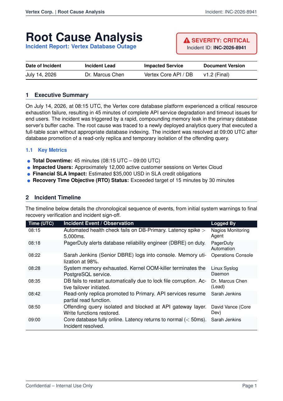 Root Cause Analysis Report preview