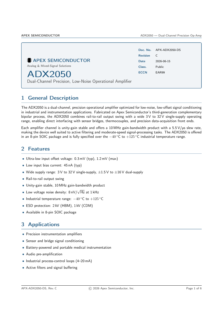 Datasheet (Semiconductor) LaTeX template — first page preview