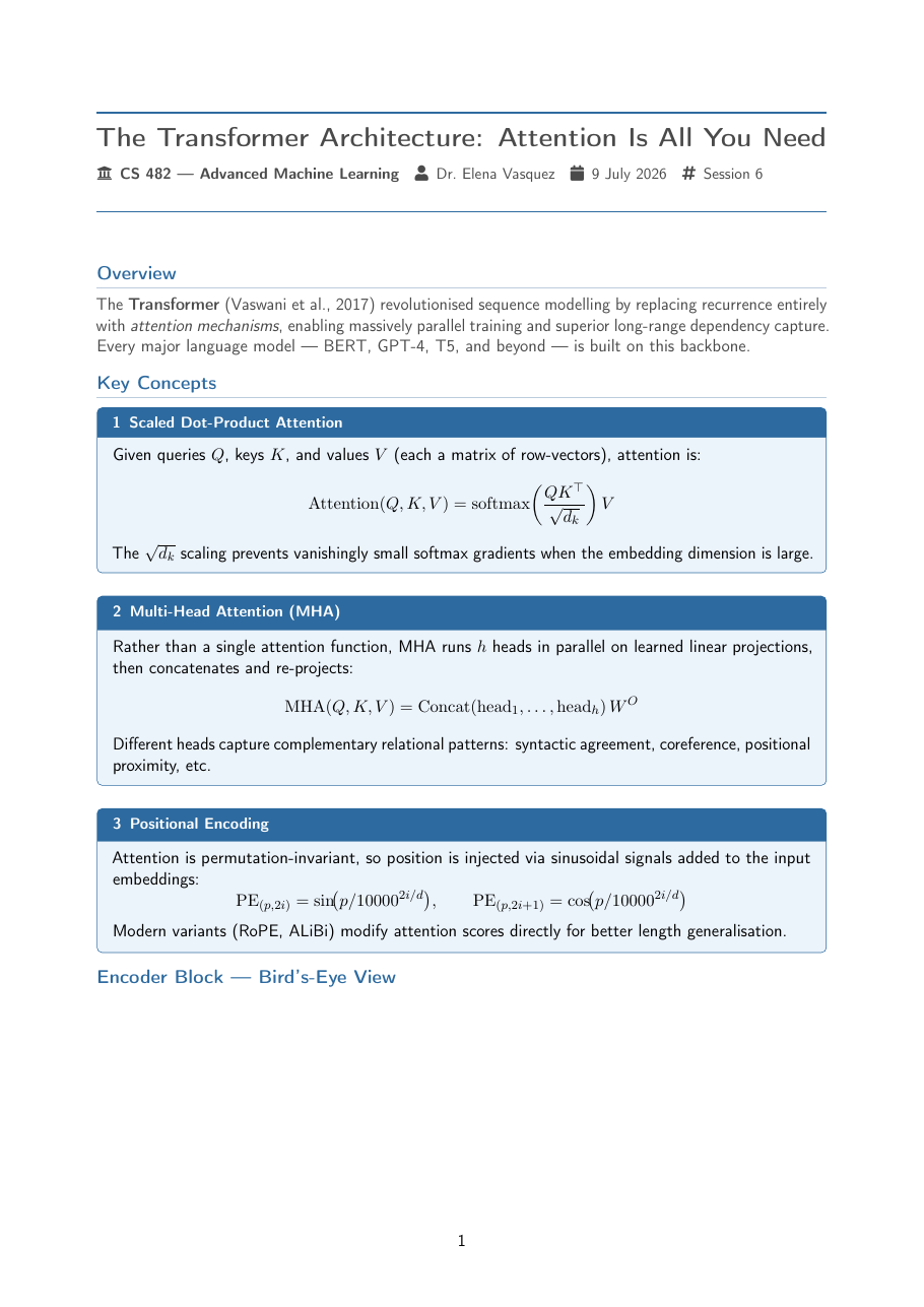 Seminar Handout LaTeX template — first page preview