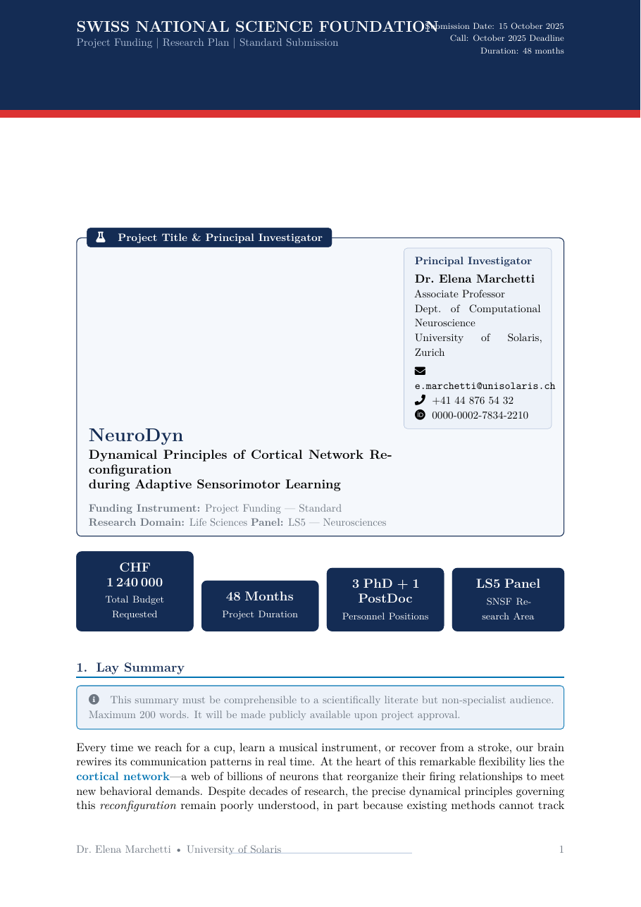 SNSF Grant Proposal preview